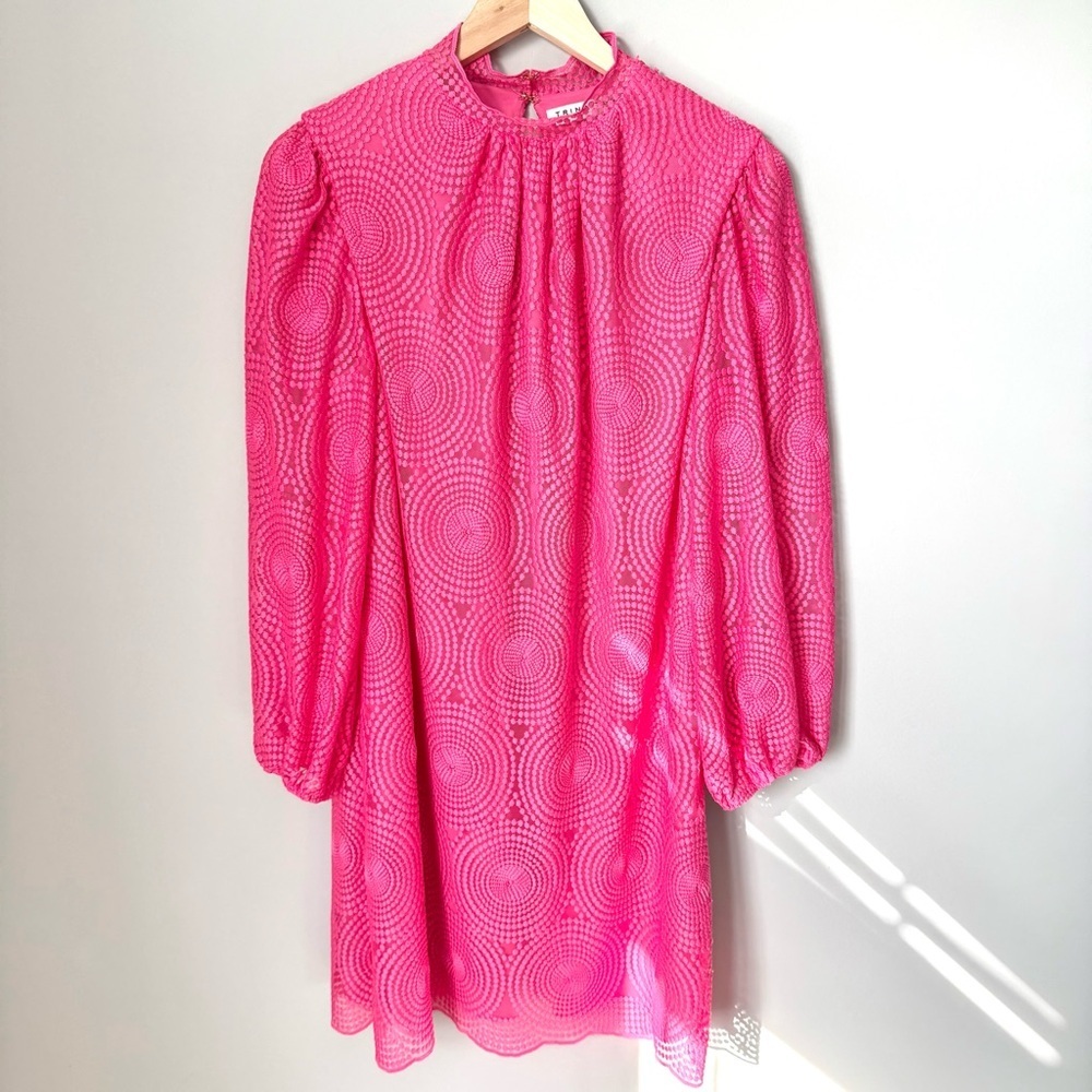 Trina Turk Palm Colony Bright Pink Textured Shift Dress